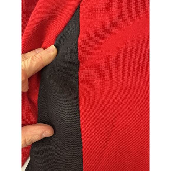 Petite Sophisticate Blazer Red Black Cinched 80s Twee Shoulder Pads Retro Office - Picture 10 of 12